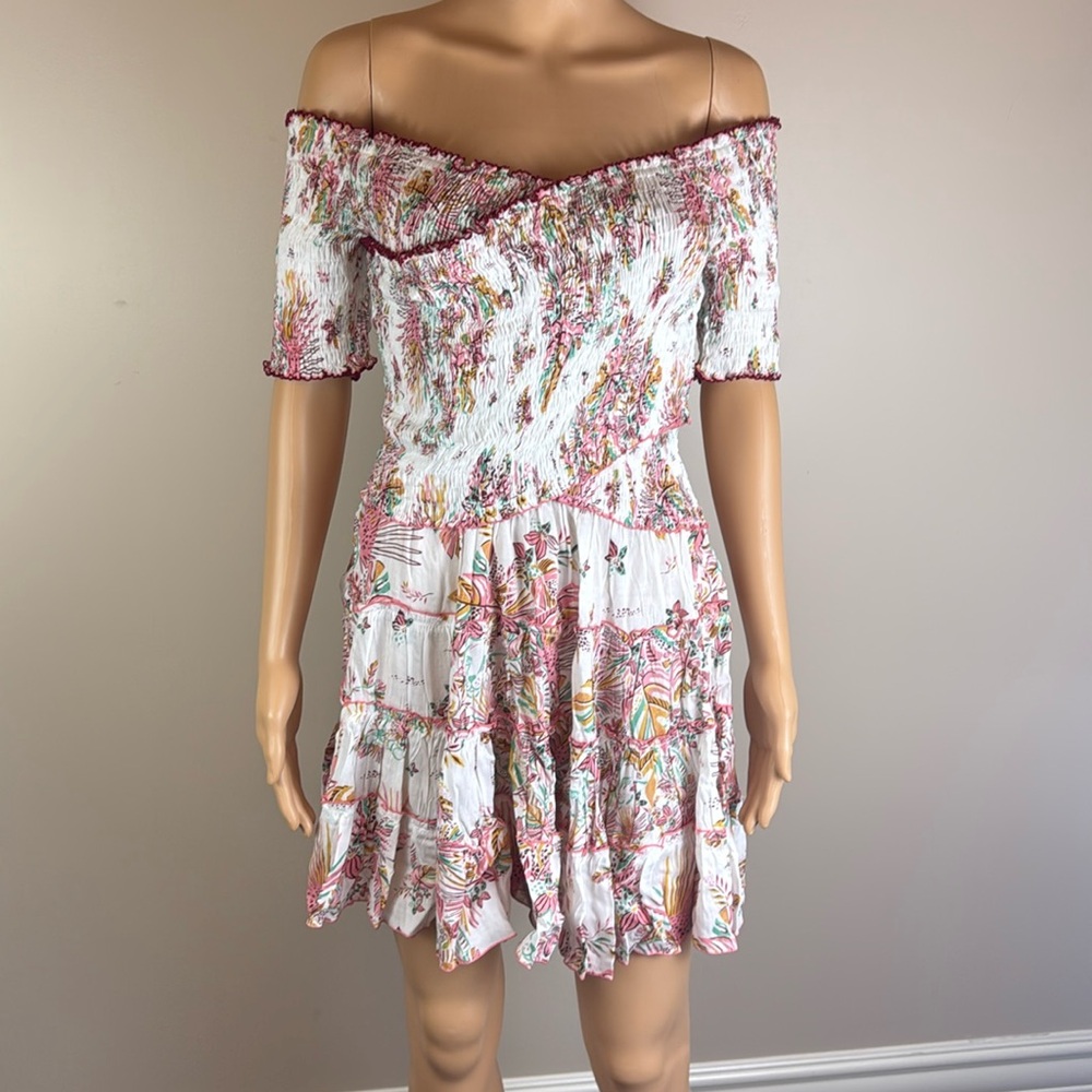 Poupette St. Barth Soledad Smocked Floral Mini Dress NWOT